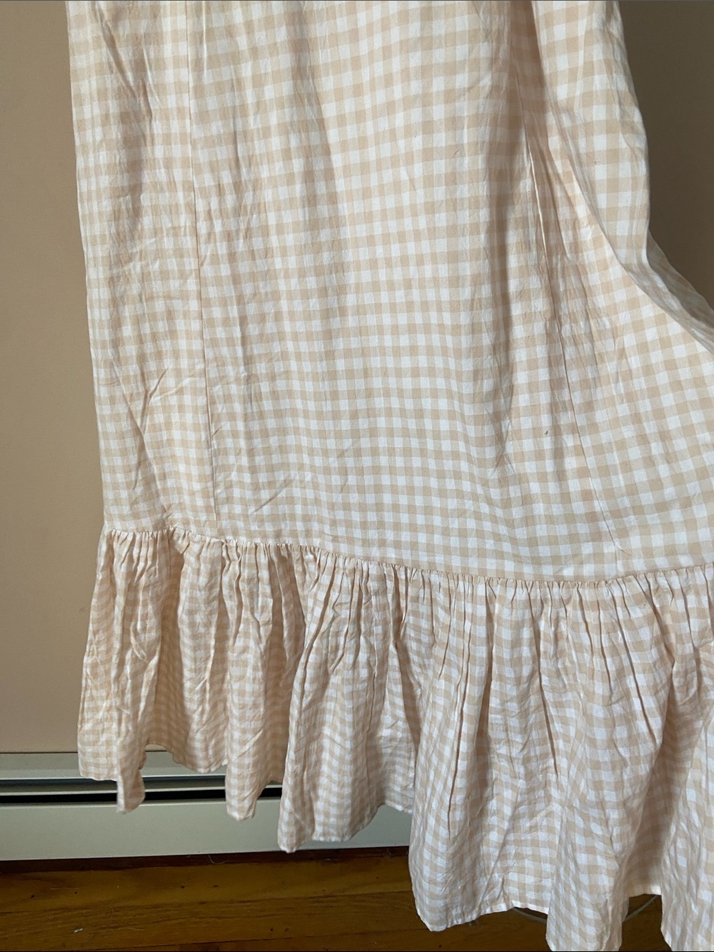 Louise New York Camille Dress In Tan Gingham Maxi Cotton — image 8 of 8